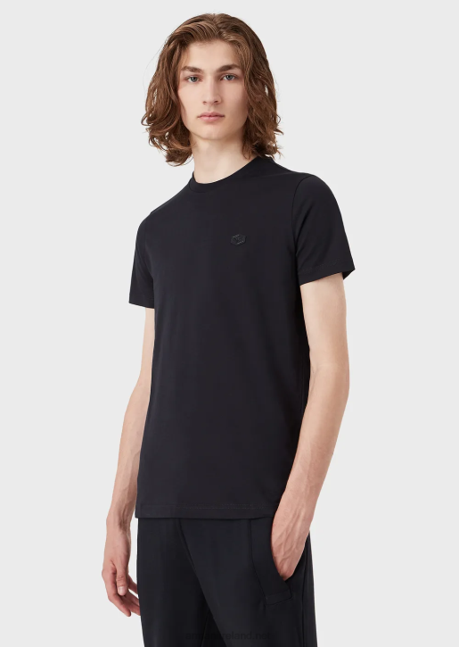 Men 086V1732 Supima Jersey T-Shirt With Micro Eagle Patch Armani Navy Blue