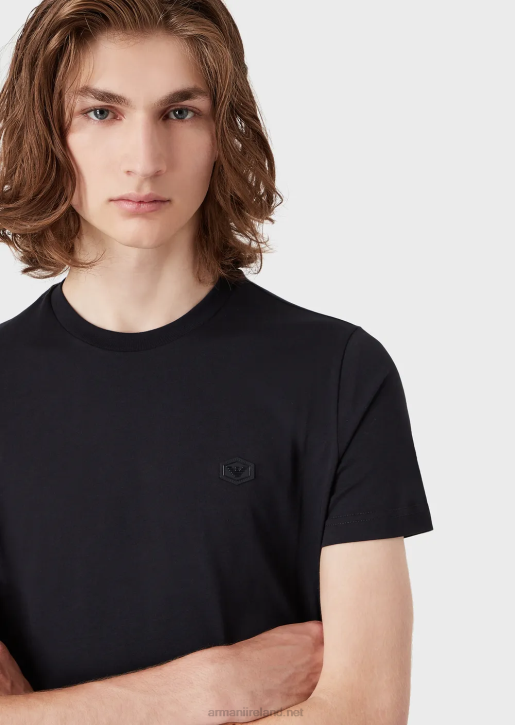 Men 086V1732 Supima Jersey T-Shirt With Micro Eagle Patch Armani Navy Blue