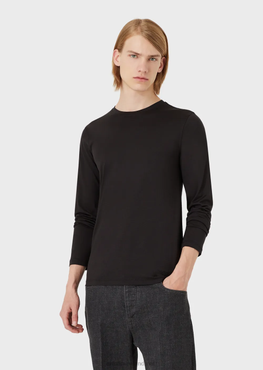 Men 086V1738 Silk/Cotton Blend Jumper Armani Black