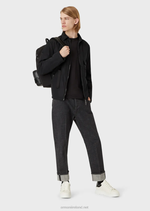 Men 086V1738 Silk/Cotton Blend Jumper Armani Black