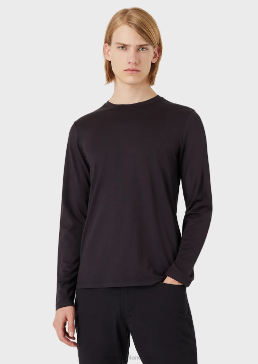 Men 086V1739 Silk/Cotton Blend Jumper Armani Midnight Blue