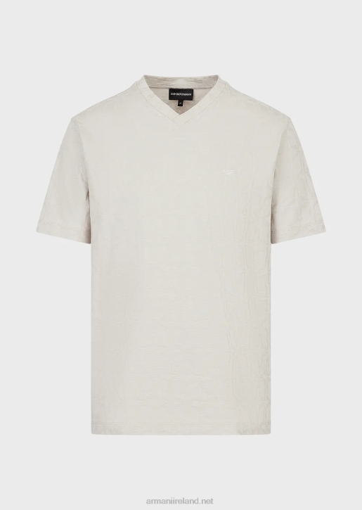 Men 086V1744 Micro-Armure Jersey V-Neck T-Shirt Armani Ice