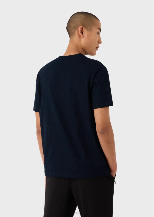 Men 086V1745 Micro-Armure Jersey V-Neck T-Shirt Armani Navy Blue