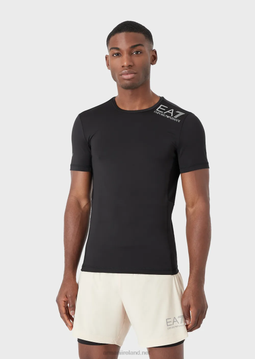 Men 086V1747 Dynamic Athlete T-Shirt In Vigor7 Technical Fabric Armani Deep Black