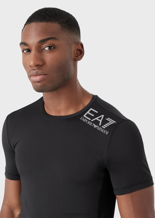 Men 086V1747 Dynamic Athlete T-Shirt In Vigor7 Technical Fabric Armani Deep Black