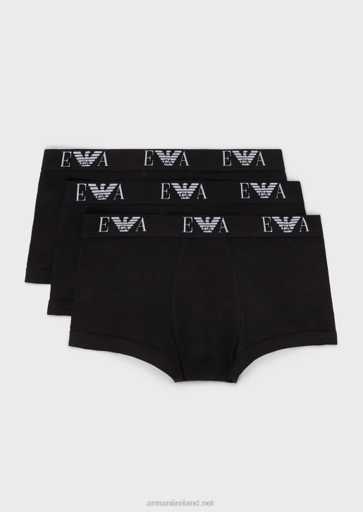 Men 086V1752 Three-Pack Of Boxer Briefs With Essential Monogram Logo Armani Black
