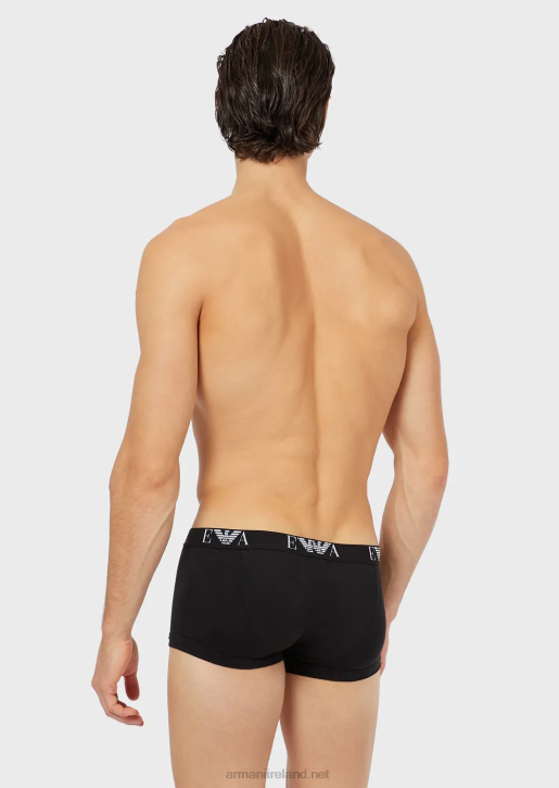 Men 086V1752 Three-Pack Of Boxer Briefs With Essential Monogram Logo Armani Black