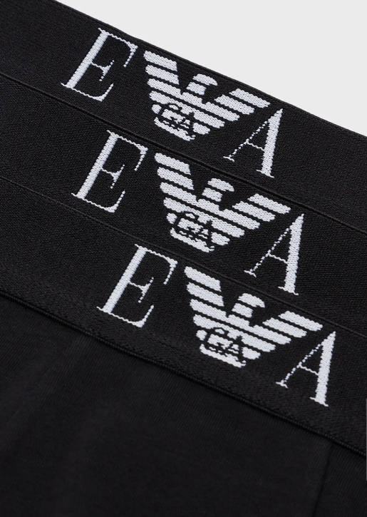 Men 086V1752 Three-Pack Of Boxer Briefs With Essential Monogram Logo Armani Black