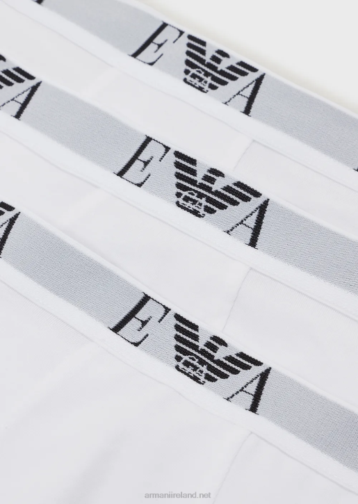 Men 086V1753 Three-Pack Of Boxer Briefs With Essential Monogram Logo Armani White