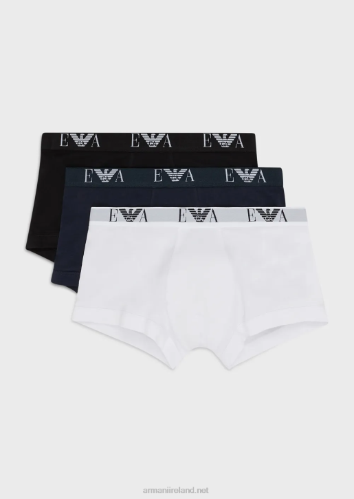Men 086V1754 Three-Pack Of Boxer Briefs With Essential Monogram Logo Armani Multicolour