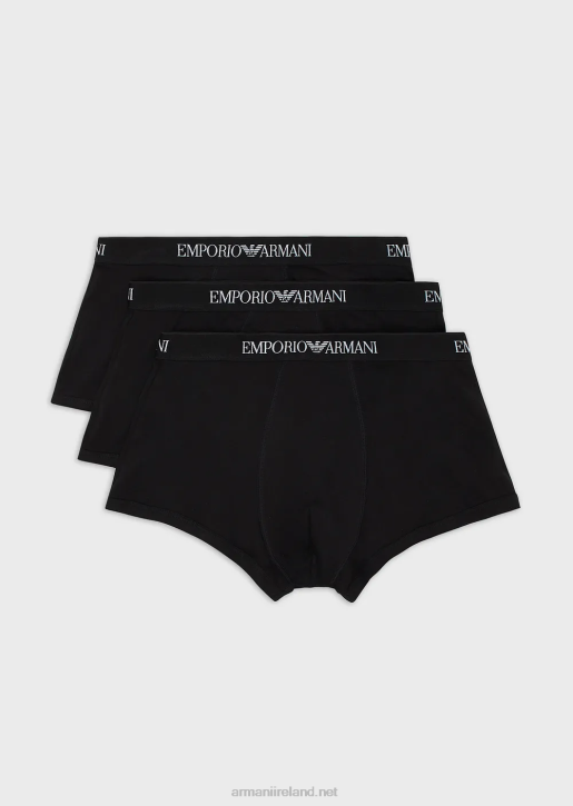 Men 086V1755 Three-Pack Of Pure Cotton Basic Boxer Briefs Armani Black