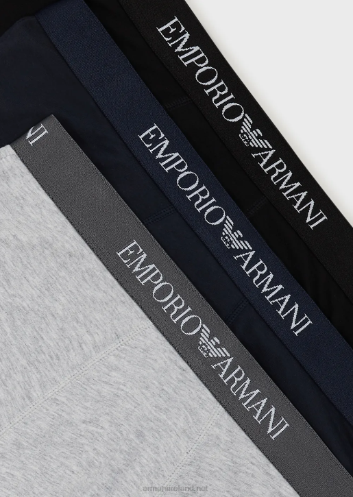 Men 086V1756 Three-Pack Of Pure Cotton Basic Boxer Briefs Armani Navy Blue