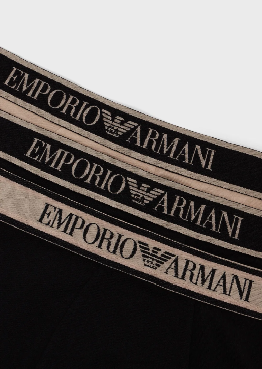Men 086V1759 Three-Pack Of Boxer Briefs With Core Logo Waistband Armani Black