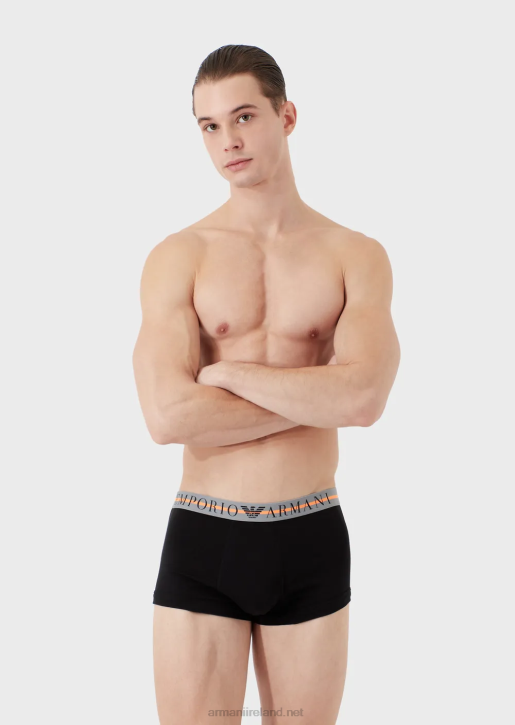 Men 086V1760 Three-Pack Of Organic Cotton Boxer Briefs With Mixed Waistband Armani Black