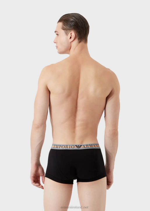 Men 086V1760 Three-Pack Of Organic Cotton Boxer Briefs With Mixed Waistband Armani Black