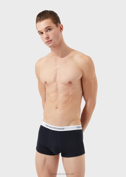 Men 086V1763 Three-Pack Of Pure Cotton Boxer Briefs Armani Blue