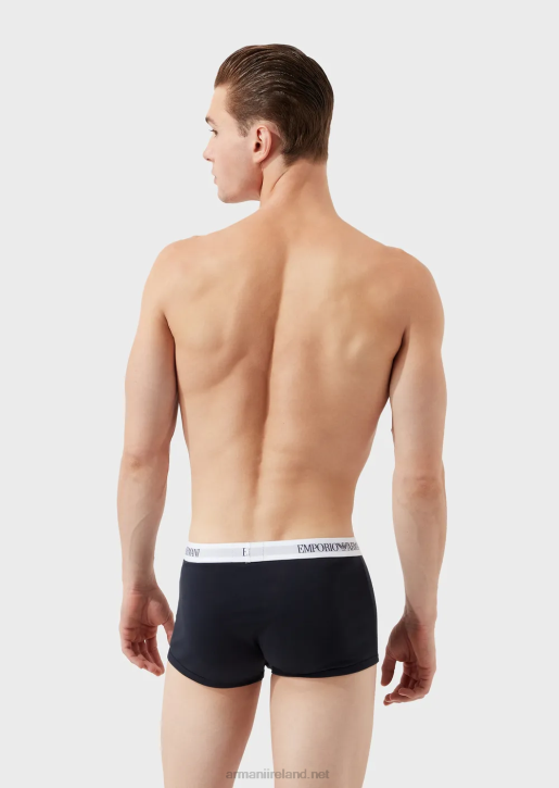 Men 086V1763 Three-Pack Of Pure Cotton Boxer Briefs Armani Blue