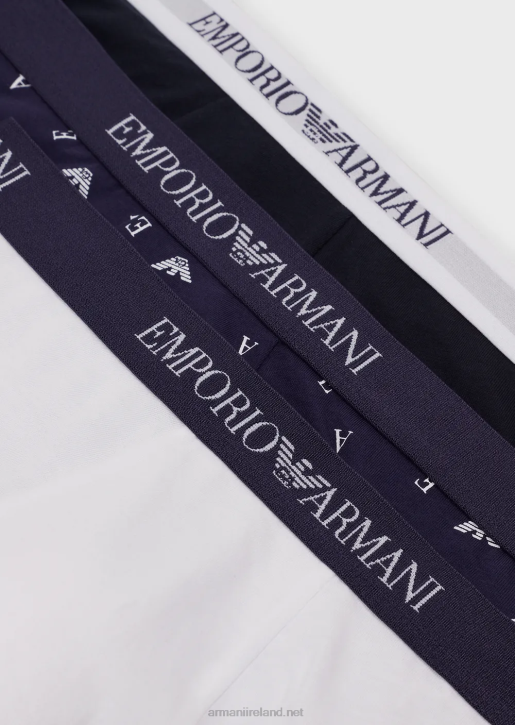 Men 086V1763 Three-Pack Of Pure Cotton Boxer Briefs Armani Blue