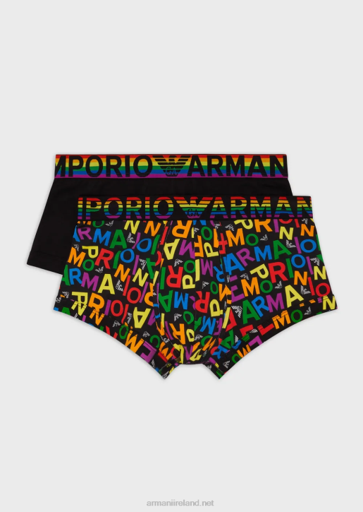 Men 086V1765 Two-Pack Of Boxer Briefs With Rainbow Logo Armani Pattern