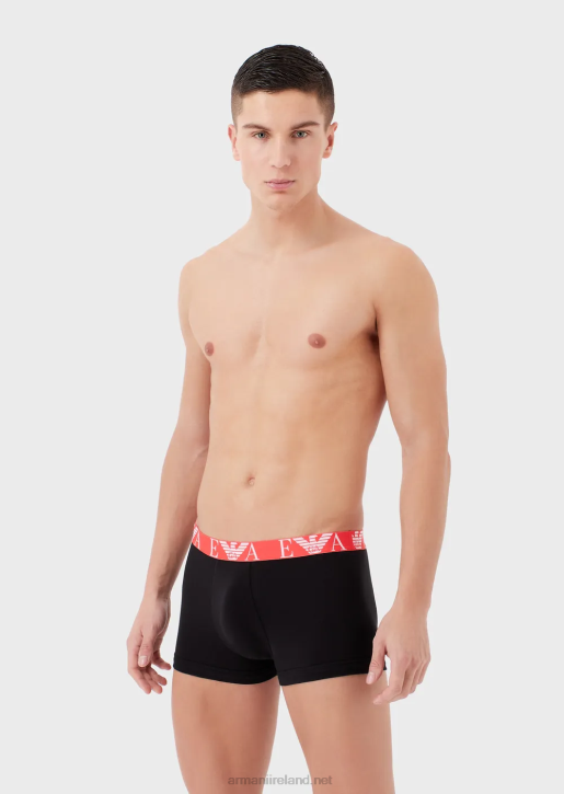 Men 086V1766 Three-Pack Of Boxer Briefs With Bold Monogram Logo Waistband Armani Blue