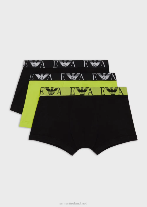 Men 086V1767 Three-Pack Of Boxer Briefs With Bold Monogram Logo Waistband Armani Pattern