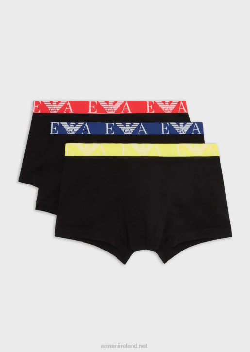 Men 086V1768 Three-Pack Of Boxer Briefs With Bold Monogram Logo Waistband Armani Black