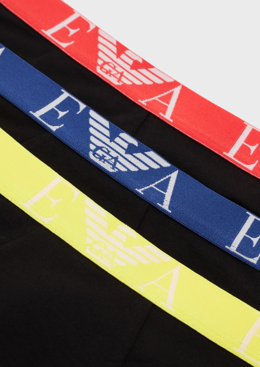 Men 086V1768 Three-Pack Of Boxer Briefs With Bold Monogram Logo Waistband Armani Black