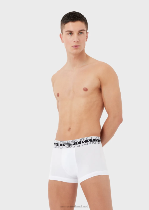 Men 086V1771 Organic Cotton Boxer Briefs With Megalogo Armani White