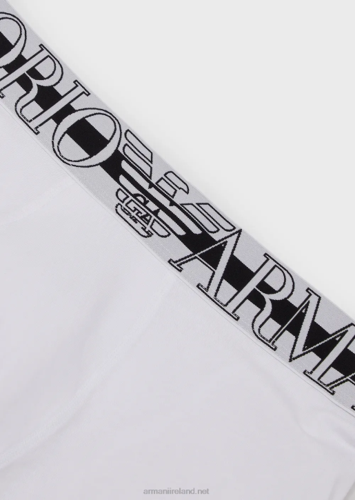 Men 086V1771 Organic Cotton Boxer Briefs With Megalogo Armani White