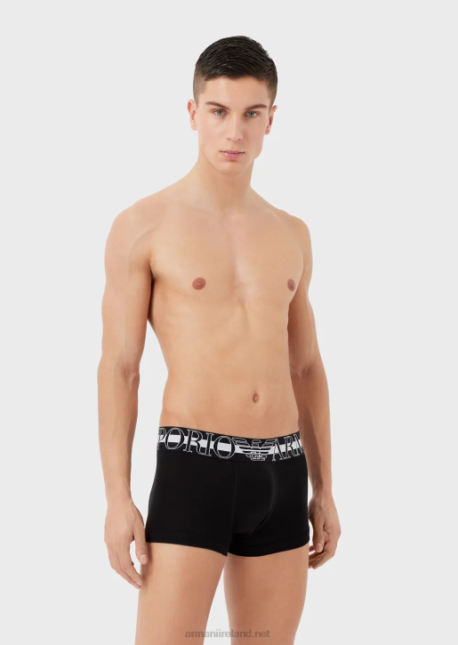 Men 086V1772 Organic Cotton Boxer Briefs With Megalogo Armani Black