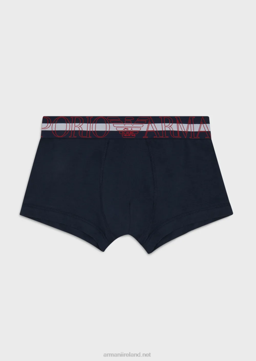 Men 086V1773 Organic Cotton Boxer Briefs With Megalogo Armani Navy Blue