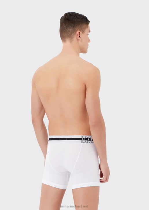 Men 086V1774 Organic Cotton Boxer Briefs With Megalogo Armani White