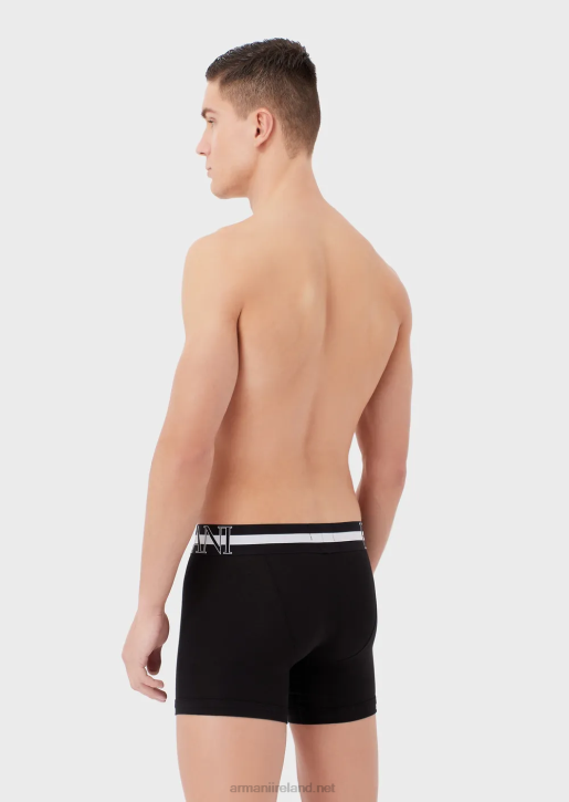 Men 086V1775 Organic Cotton Boxer Briefs With Megalogo Armani Black