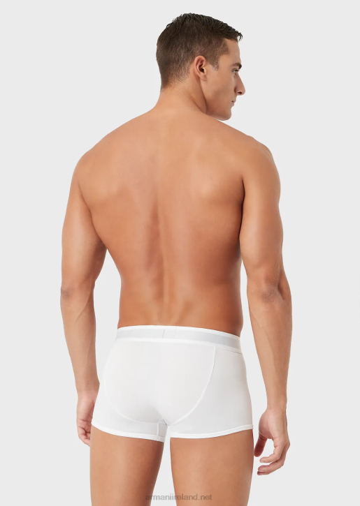 Men 086V1776 Basic Boxer Briefs With Logo Waistband Armani White