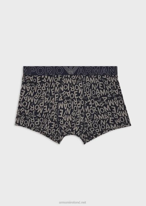 Men 086V1783 Boxer Briefs With Bold All-Over Logo Armani Blue