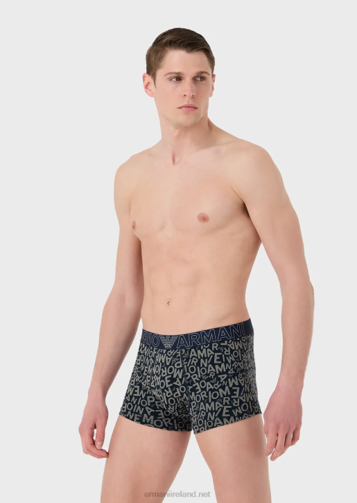 Men 086V1783 Boxer Briefs With Bold All-Over Logo Armani Blue