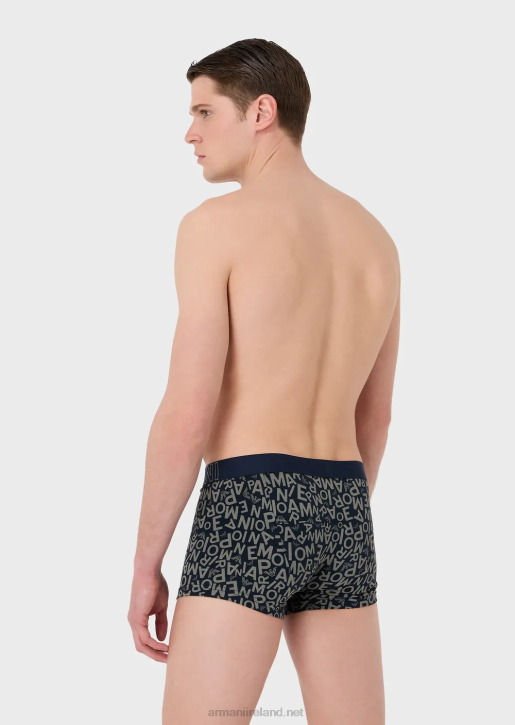 Men 086V1783 Boxer Briefs With Bold All-Over Logo Armani Blue