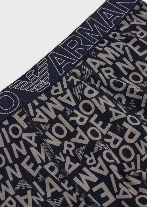 Men 086V1783 Boxer Briefs With Bold All-Over Logo Armani Blue
