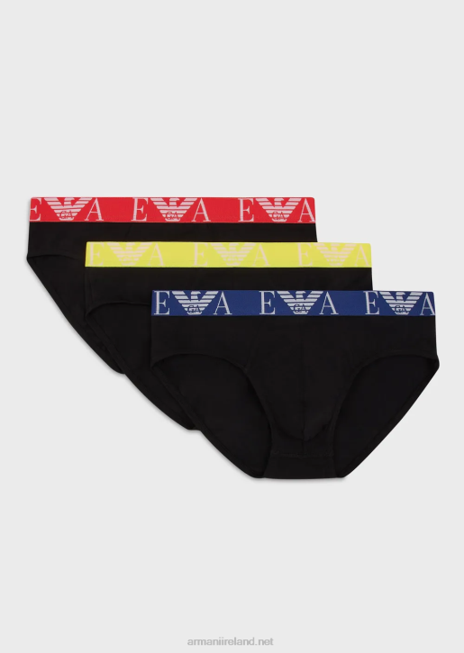 Men 086V1786 Three-Pack Of Briefs With Bold Monogram Logo Waistband Armani Black