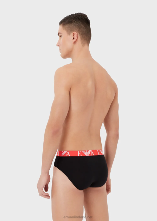 Men 086V1786 Three-Pack Of Briefs With Bold Monogram Logo Waistband Armani Black
