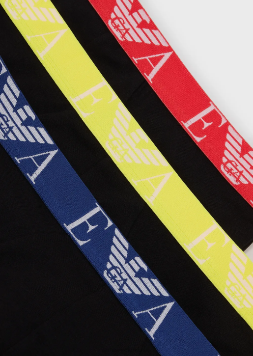 Men 086V1786 Three-Pack Of Briefs With Bold Monogram Logo Waistband Armani Black