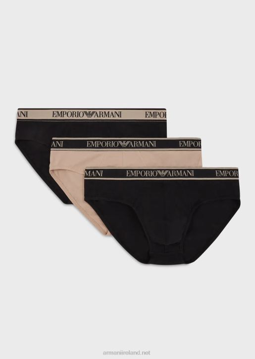Men 086V1787 Three-Pack Of Briefs With Core Logo Waistband Armani Black