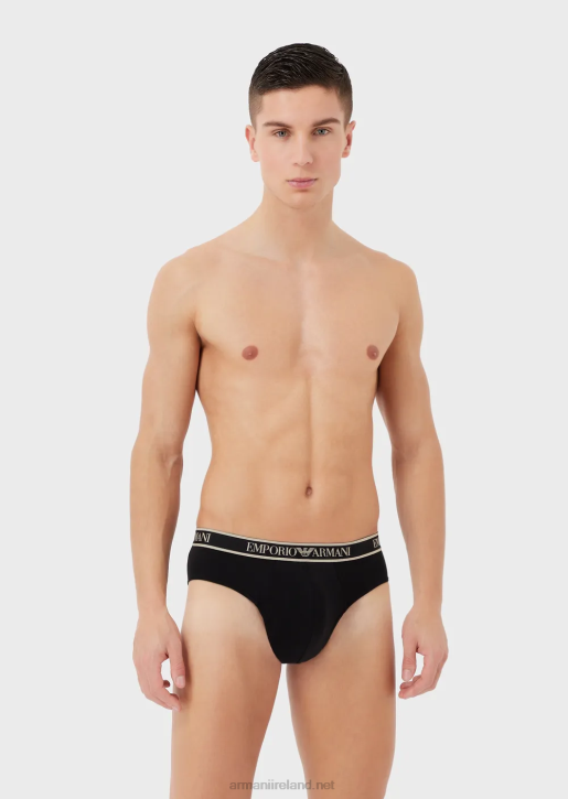 Men 086V1787 Three-Pack Of Briefs With Core Logo Waistband Armani Black