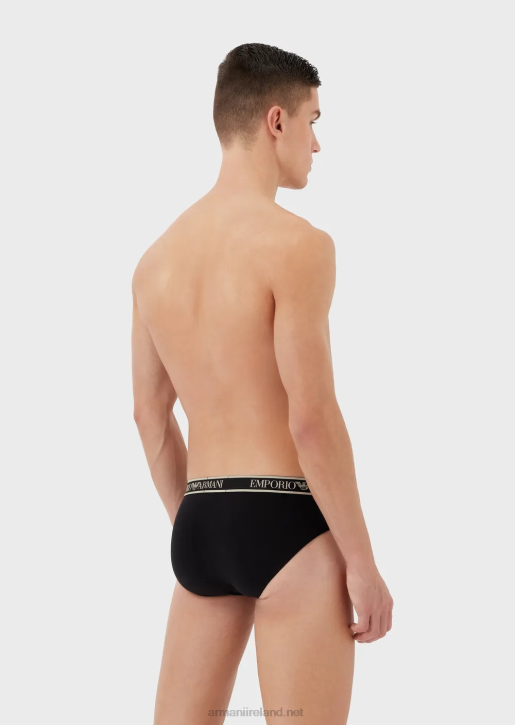 Men 086V1787 Three-Pack Of Briefs With Core Logo Waistband Armani Black