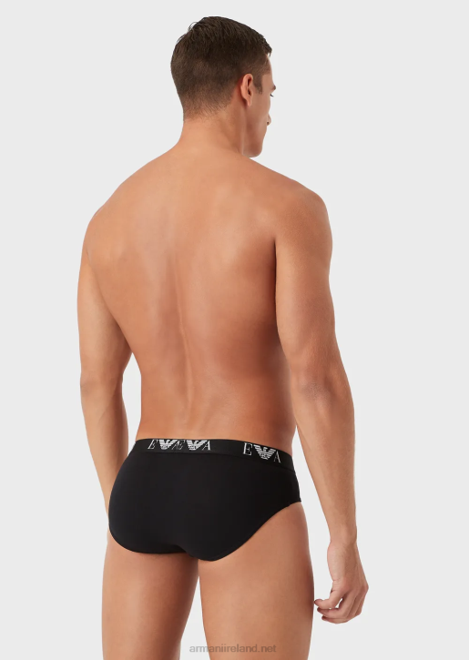 Men 086V1798 Three-Pack Of Briefs With Essential Monogram Logo Armani Black