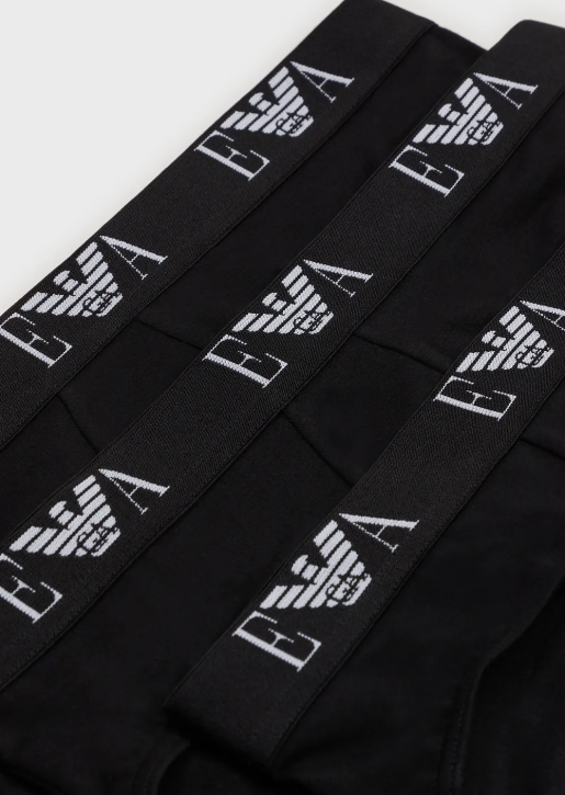 Men 086V1798 Three-Pack Of Briefs With Essential Monogram Logo Armani Black