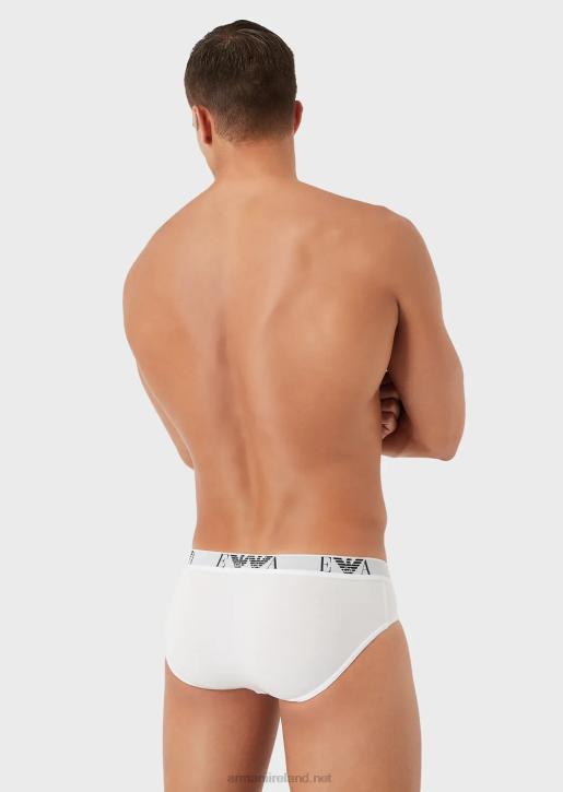 Men 086V1800 Three-Pack Of Briefs With Essential Monogram Logo Armani White