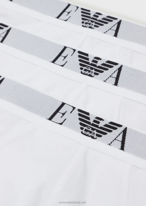 Men 086V1800 Three-Pack Of Briefs With Essential Monogram Logo Armani White