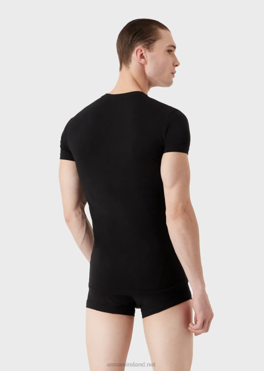 Men 086V1803 Organic Cotton Undershirt And Boxer Briefs Set With Megalogo Armani Black