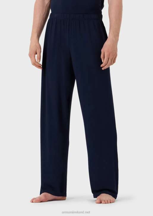 Men 086V1809 Viscose Loungewear Trousers Armani Navy Blue